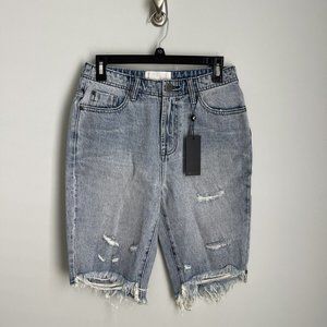 New One Teaspoon Blue Salty Dog Cut Off Truckers Denim Shorts